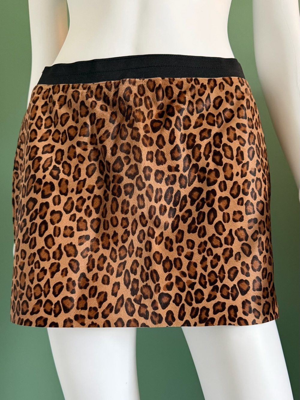 Bonpoint Jobi Lambskin Leather Ponyhair Cheetah Print Mini Skirt
